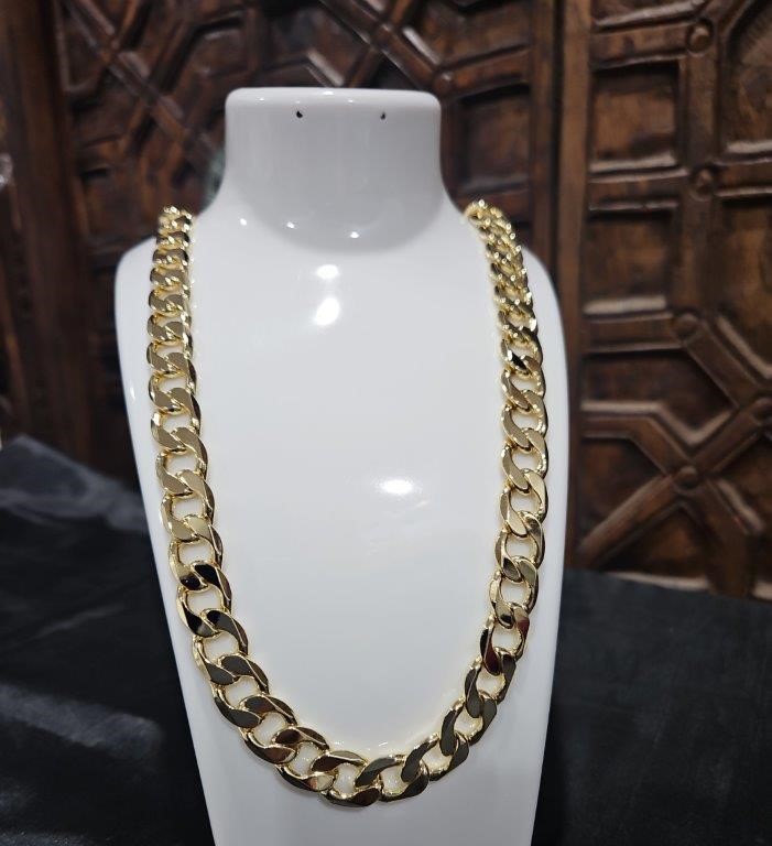 18k Italy Stamped Solid Heavy Yellow Gold Filled Chain- Guarantee-60cm
