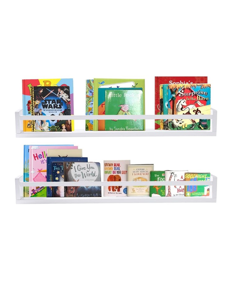 AZSKY Classic Nursery Book Shelves - White Wall Ledge for Kids Bedroom Bath