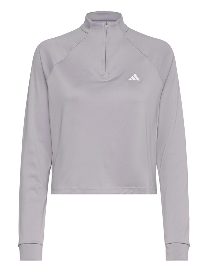 ADIDAS Women's Train Essentials 1/4 Zip, Size M, Glo Grey, IX1021.