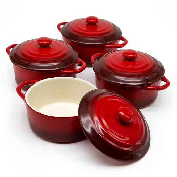 KOOK Mini Casserole Dishes, 12 oz, Set of 4, Red Gradient