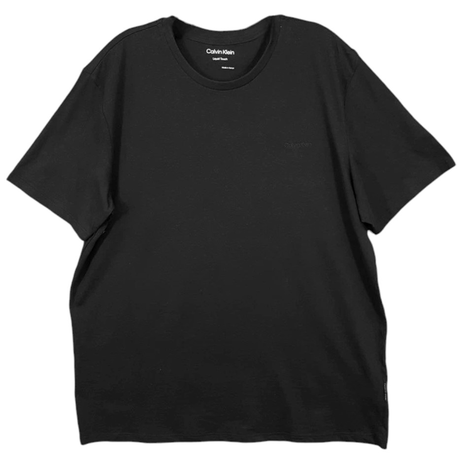 CALVIN KLEIN Men's Liquid Script Tee, Size M, 100% Cotton, Black, 40LC202.