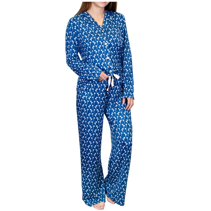 CARIBBEAN JOE Women's 2pc Pajama Set, Size XXL, Cotton, Navy.