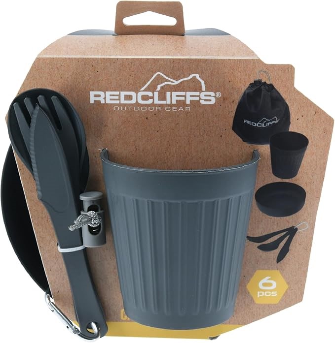 Yatsal RedCliffs Camping Bowl Mug and Cutlery with Bag (6 Piece Set)