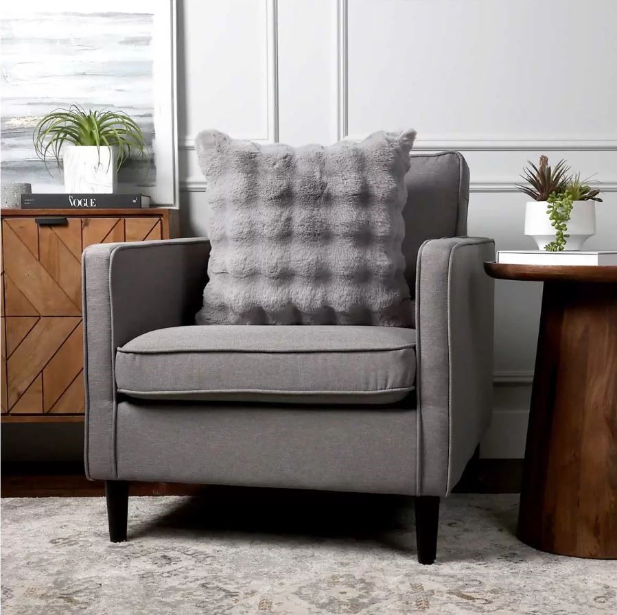 HOUSE & HOME Luxe Faux Fur Cushion, 55 x 55cm, Grey.