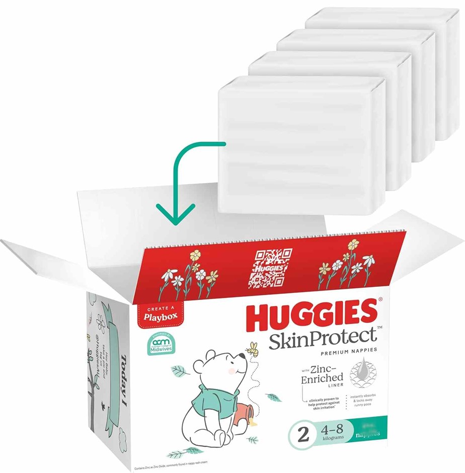 HUGGIES Unisex Ultimate Nappies Size 2 Infant (4-8 kg) 200 Nappies NB: Not