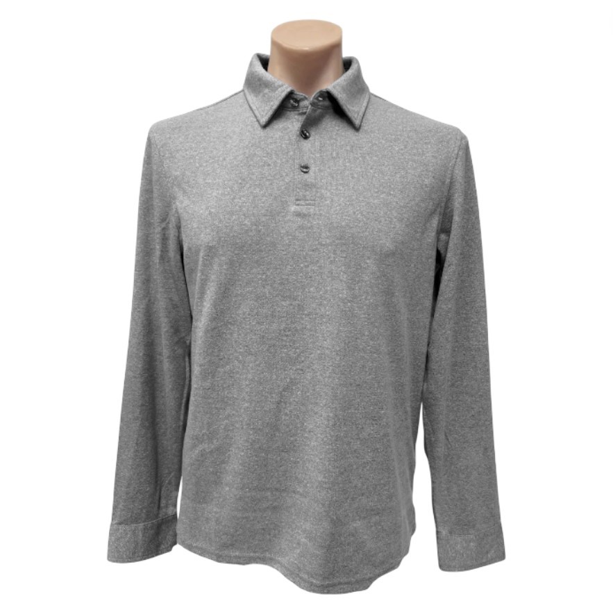 ENGLISH LAUNDRY Men's Long Sleeve Polo, Size M, 32% Cotton, Charcoal Heathe