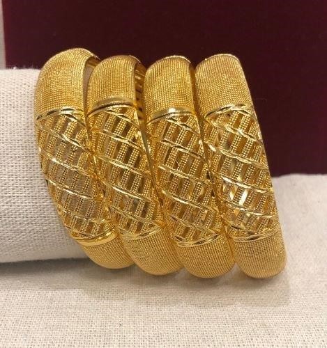4pcs x 22KGoldFilled/Italy  Yellow Gold Filled  Bangles  with Stamp-59mm