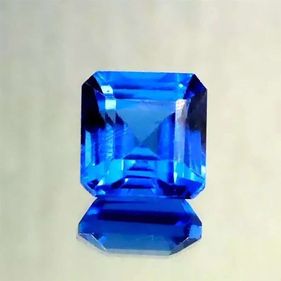 10.00ct Radiant Cut Synthetic Blue Sapphire Gemstone