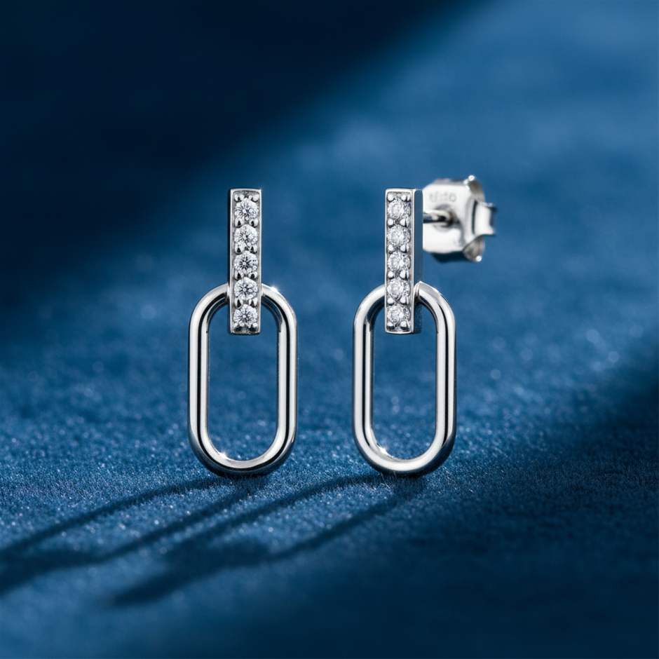 GRA Moissanite white Brilliant Cut 925 Sterling Silver Earrings-VVS1