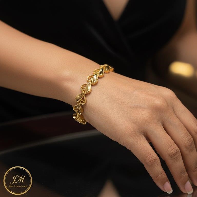 22K/Italy Solid Gold Filled Heart Bracelet -(stamped 22K/Italy)