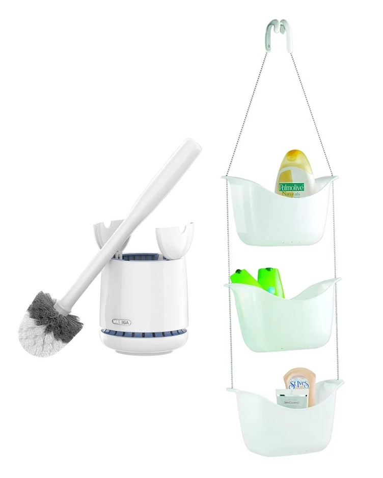 TOILET BUNDLE: MR.SIGA Premium Toilet Bowl Brush and Holder with Solid Hand