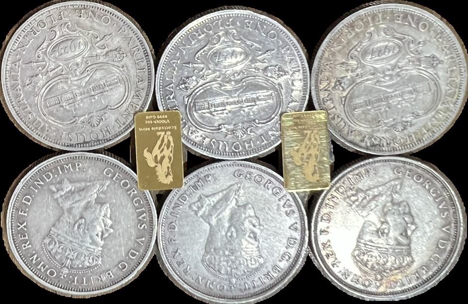 1927 Australia Canberra Florin x 3 &1/100 Scott Dale Gold Bar