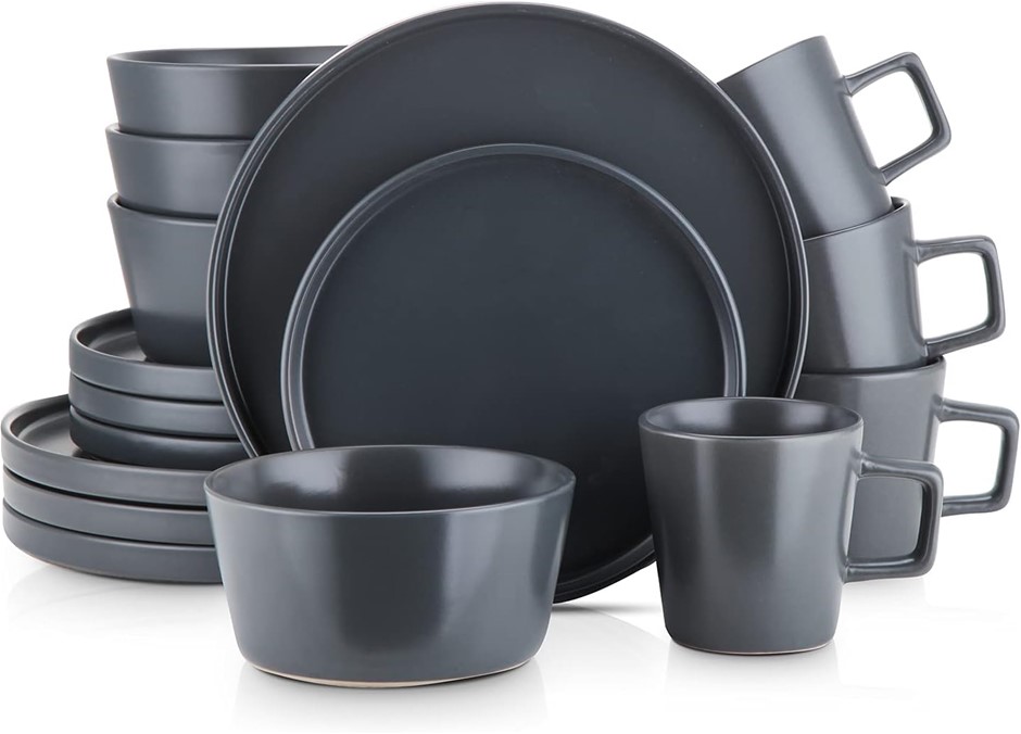 STONE LAIN Coupe Stoneware 16-Piece Dinnerware Set, Service for 4, Colour: