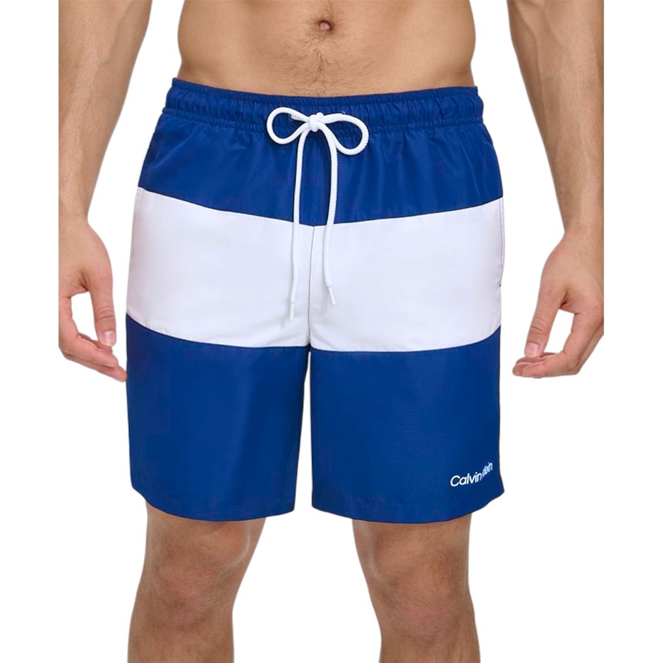 CALVIN KLEIN Men's Colorblocked 7" Swim Shorts, Size XL, 100% Polyester, Su