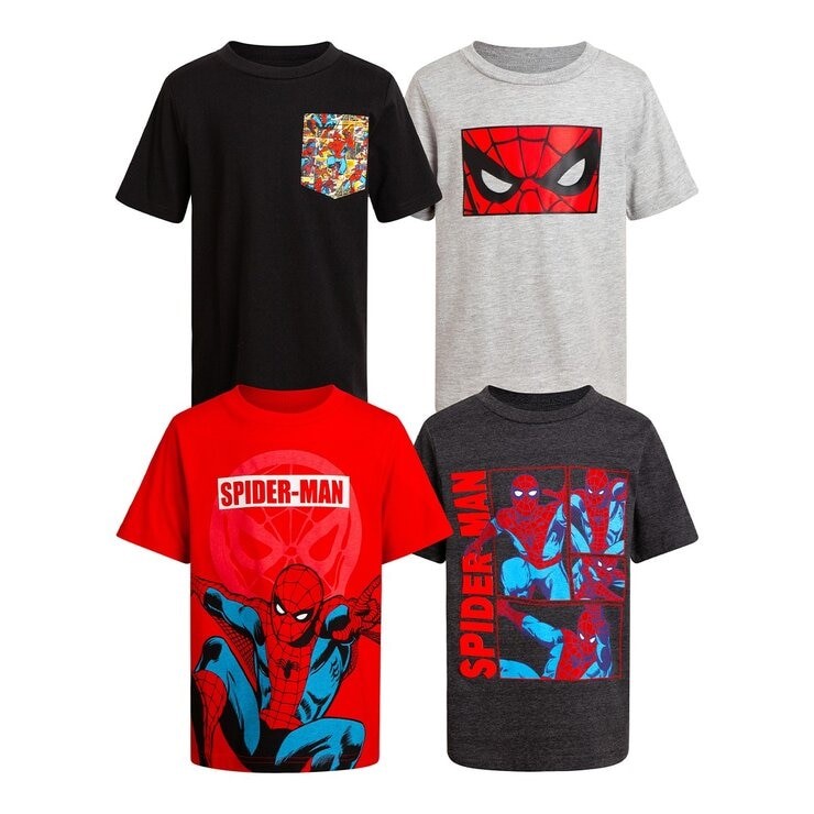 4-Pack MARVEL Kids' Tees, Size 6, Spider-Man. Buyers Note - Discount Freig