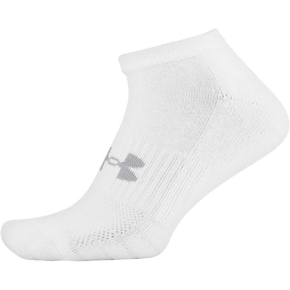 6 Pairs x UNDER ARMOUR Training NoShow Socks, Size m8-12/w9-12, Cotton, Whi