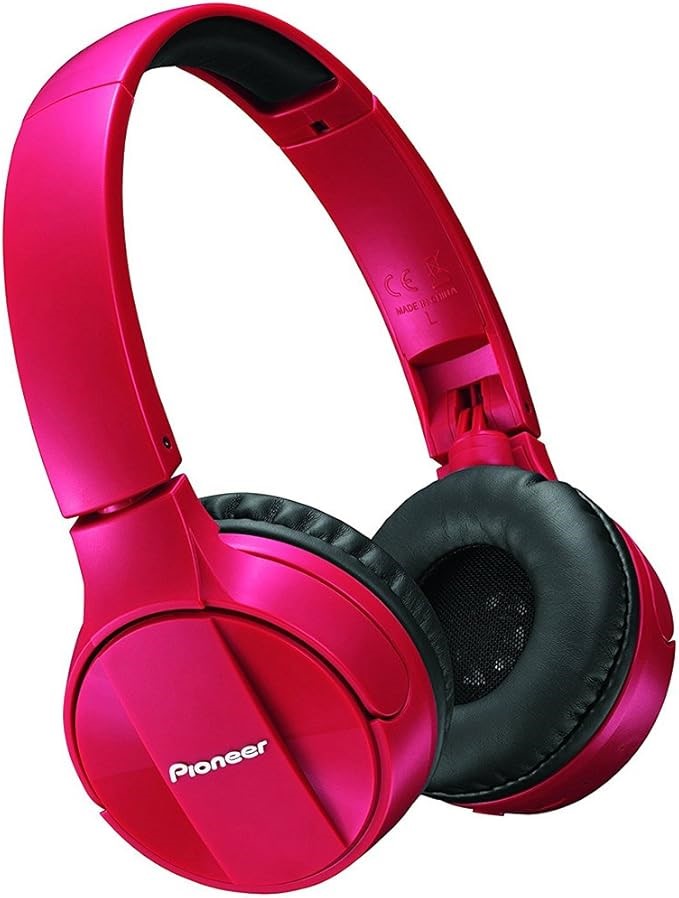 PIONEER Bluetooth Lightweight On Ear Wireless Stereo Headphones, Red SE-MJ5