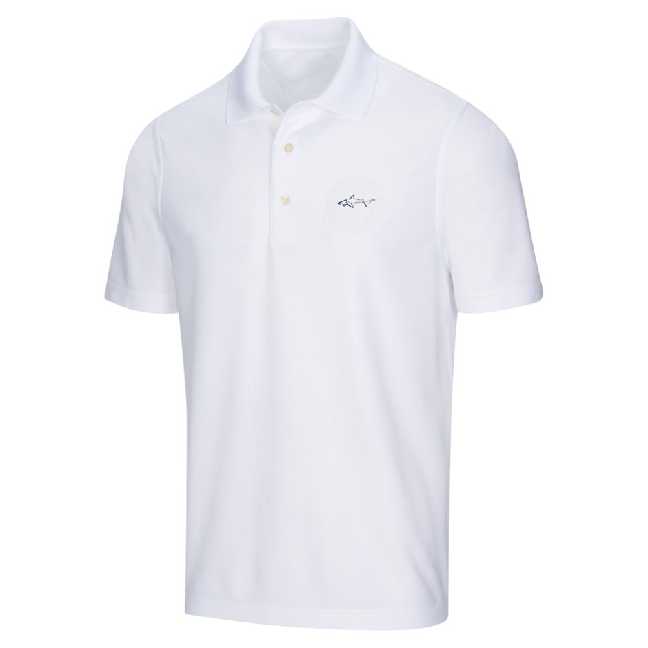 GREG NORMAN Men's Polo, Size 2XL, 100% Polyester, White. Buyers Note - Dis
