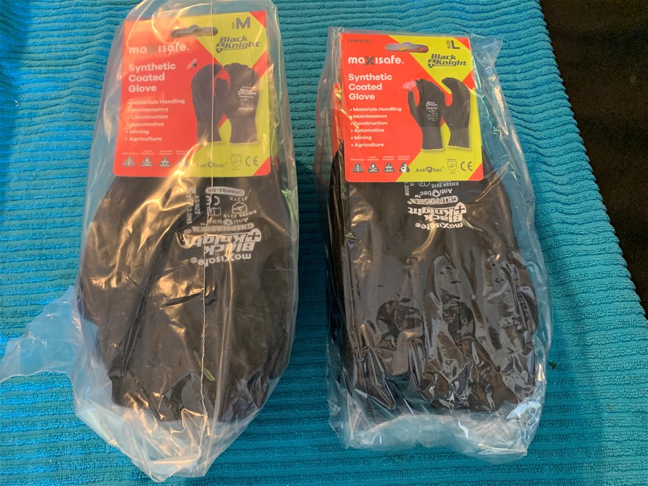 New in Packets Maxisafe Synthetic Coated Gloves, Quantity 24 Pairs