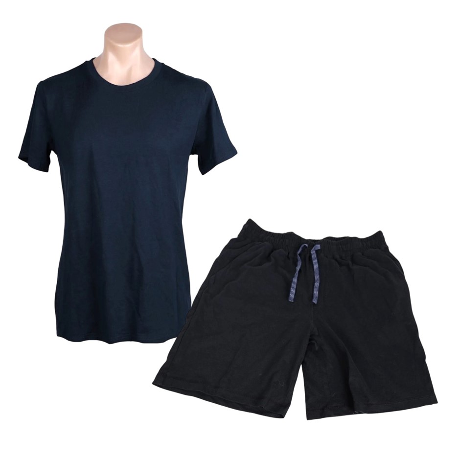 ADVENT Men's PJ Set, Size M, 100% Cotton, Navy/Black.