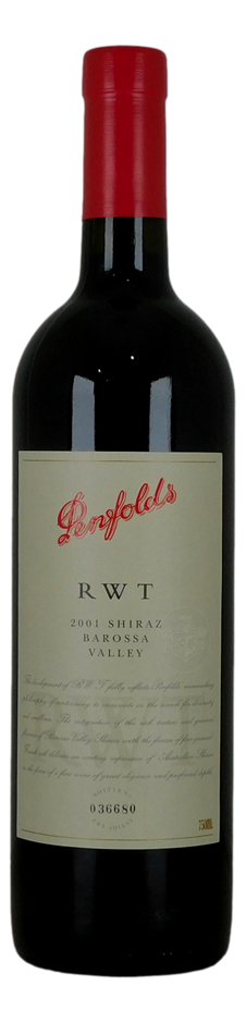 Penfolds `RWT` Shiraz 2001 (1 x 750mL) Barossa Valley, SA.
