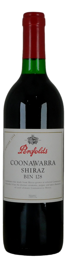 Penfolds `Bin 128` Shiraz 1998 (1 x 750mL) Coonawarra, SA.