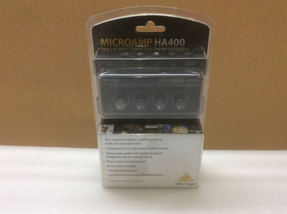 MICROAMP HA400 Ultra-Compact 4-Channel Stereo Headphone Amplifier - New