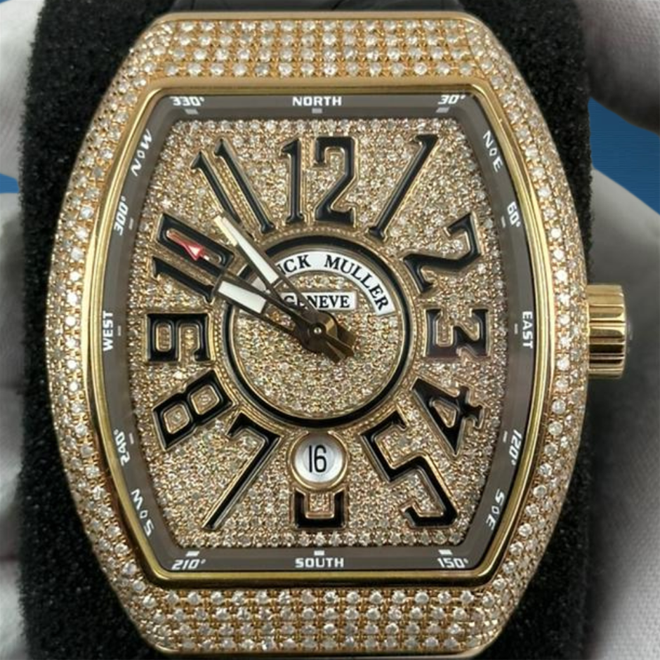 FRANCK MULLER V45 18K ROSE GOLD AND CUSTOM DIAMOND BxP