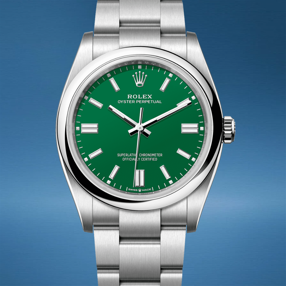 Rolex Oyster Perpetual 126000 Sunburst Green Dial 36mm 2023 BxP