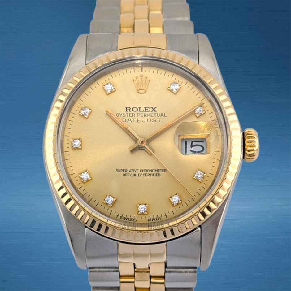 Rolex Datejust 36 16013 Champagne Diamond Dial 36mm WxO