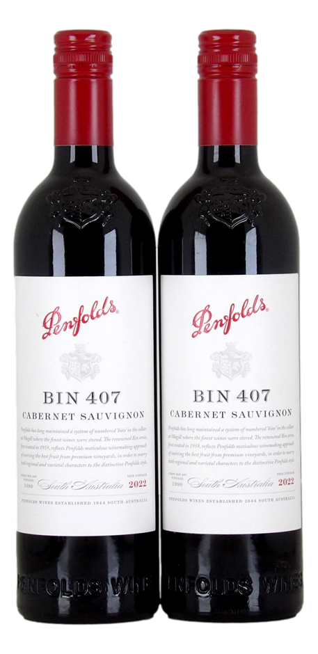 Penfolds `Bin 407` Cabernet Sauvignon 2022 (2x 750mL) SA.