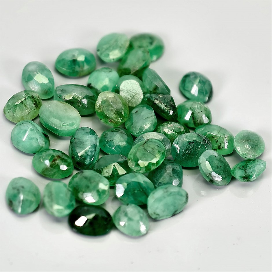 5.19ct Oval Facet Cut Green Emerald Gemstones - 37Pcs