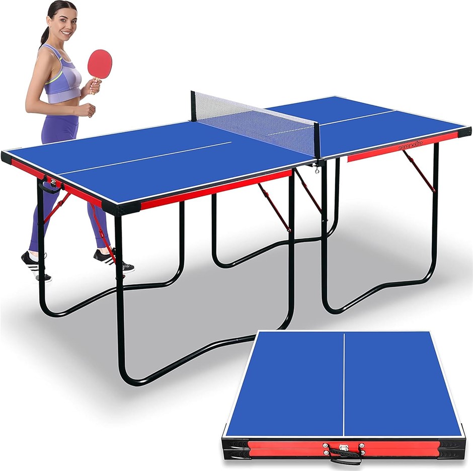SERENELIFE Portable & Foldable Table Tennis with Net, Post & Clipper.