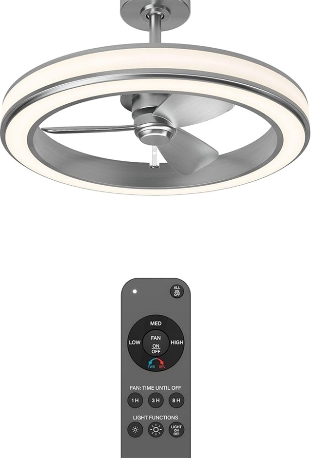 ARTIKA Edwin 25" LED Chandelier Ceiling Fan, Silver. NB: Condition Unknown.