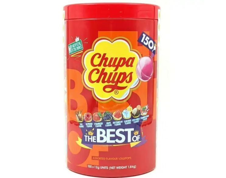 Pack of 150pc CHUPA CHUPS Lollipops (The Best Of), 1.8kg. N.B: Damaged pack