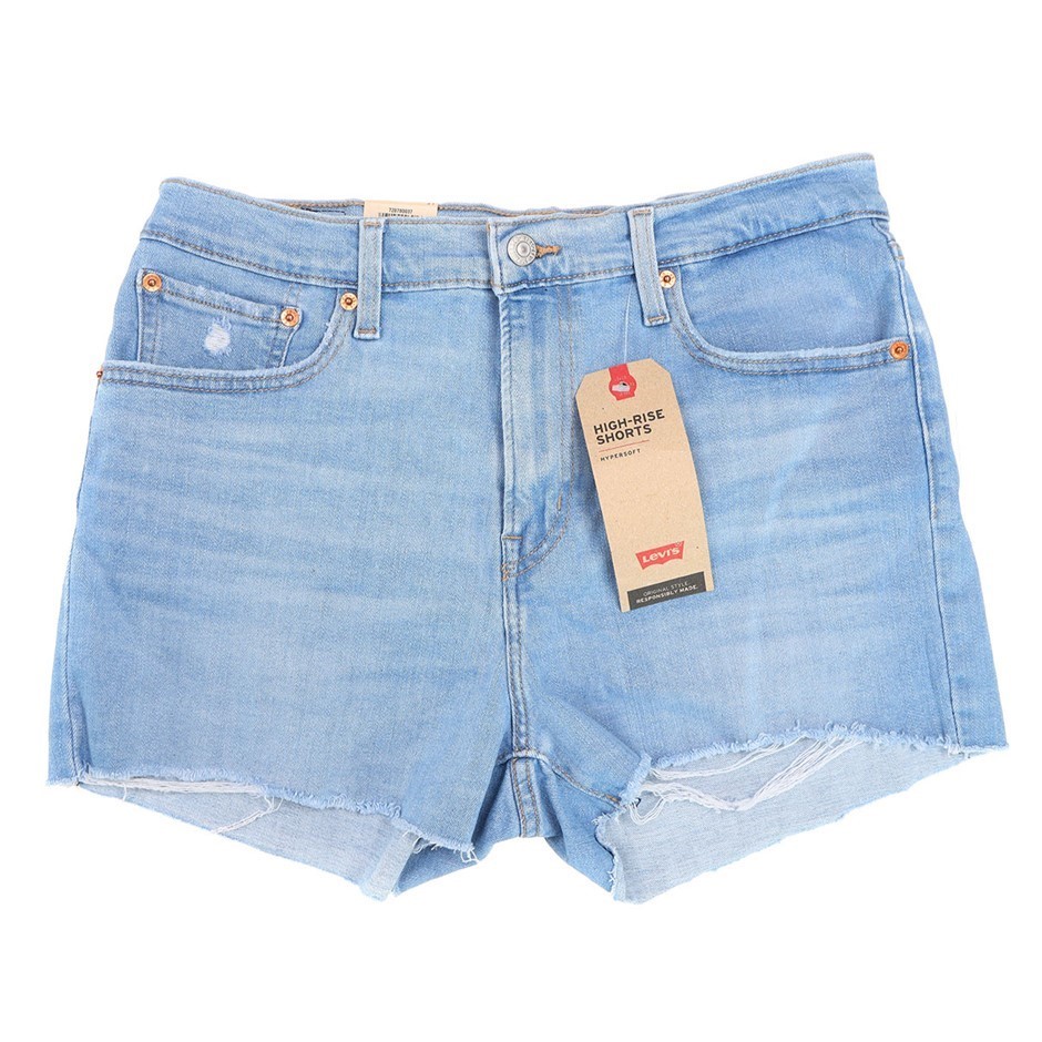 LEVI'S Women's High-Rise Shorts, Size 28, 71% Cotton, Light Blue (Tribeca S