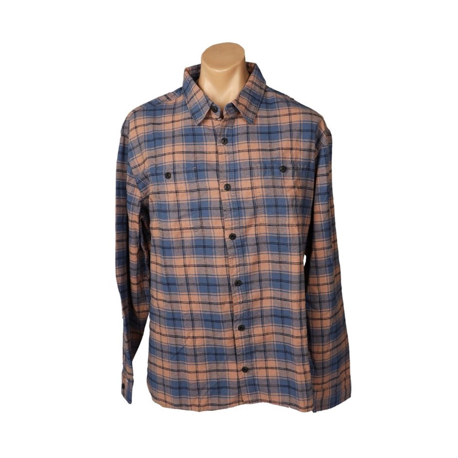 2 x JACHS Men's Flannel Shirt, Size XL, 100% Cotton, Blue/Beige. Buyers No