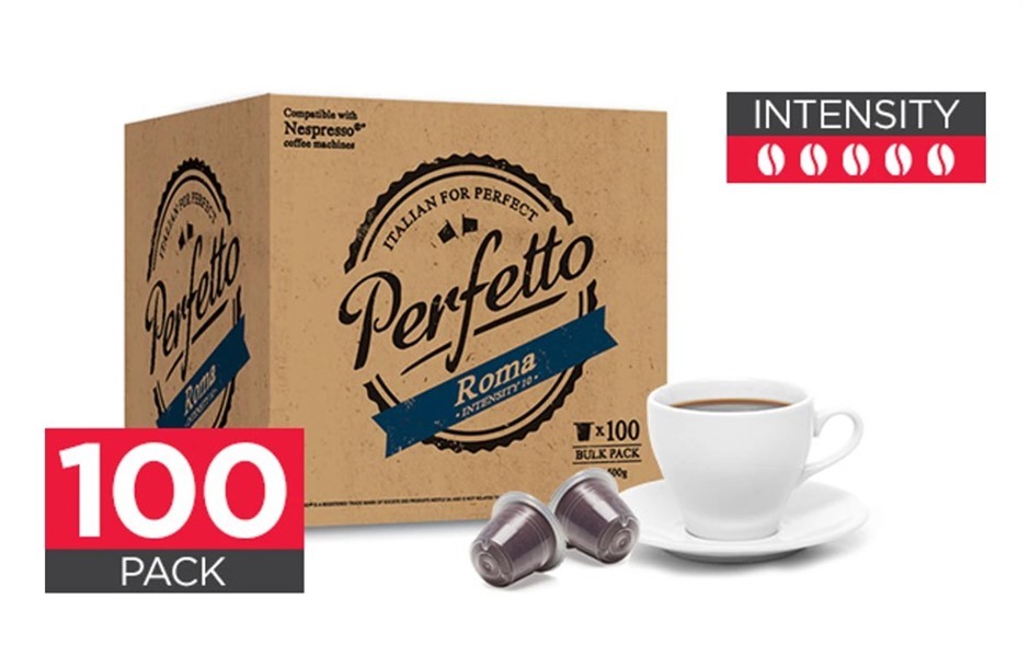 PERFETTO Coffee Pods, Nespresso Compatible, Roma, Intensity 10, 100 Pod Cou