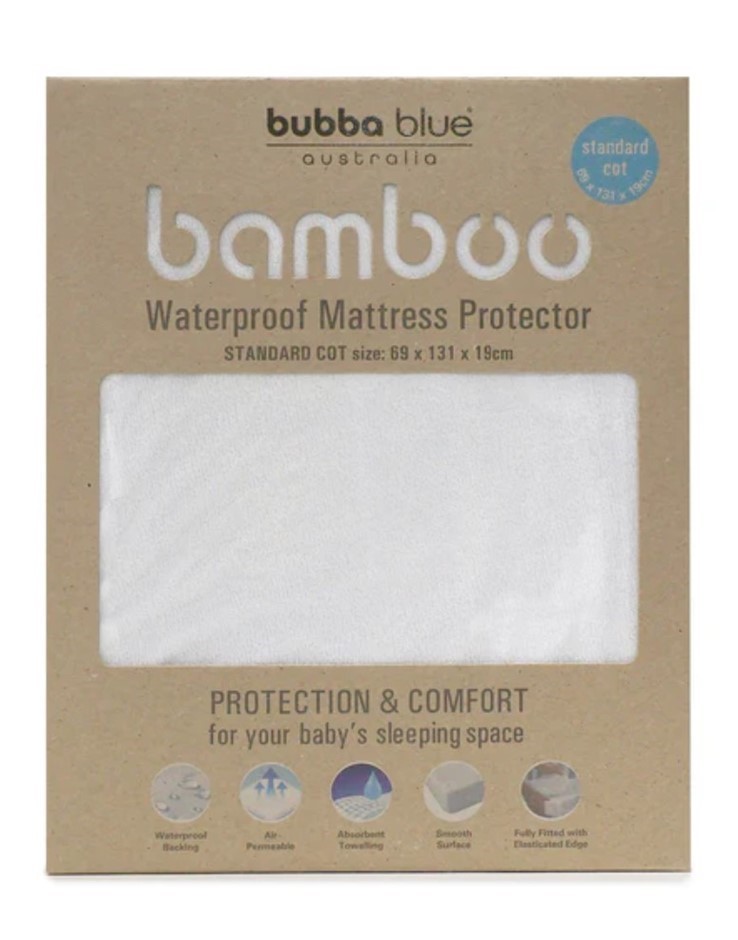 BUBBA BLUE Bamboo Standard Cot Waterproof Mattress Protector Pad Bedding Co