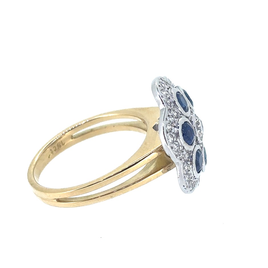 1.30ct 6 round cut Sapphires & 0.35ct a round brilliant cut Dia. G/SI & 0.3