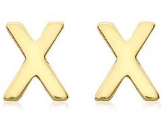 9K Yellow Gold MINI INITIAL 'X' STUD EARRINGS
