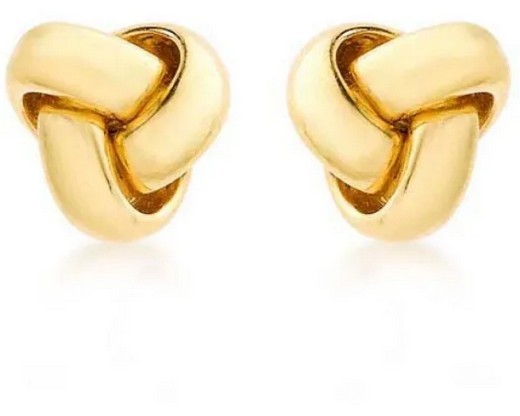 9K Yellow GOLD HLW 8mm KNOT STUD EARRINGS