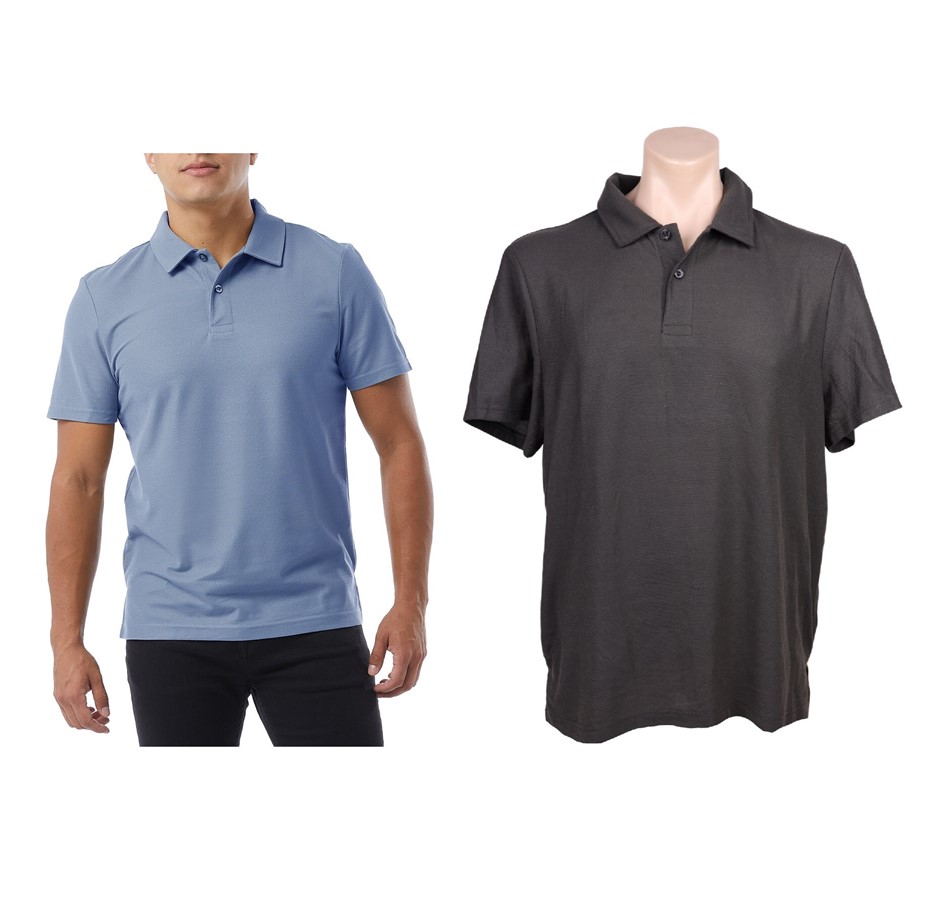 2 x 32DEGREES Men's Micro Pique Polos, Size 3XL, Gin & Charcoal, 1672511. N