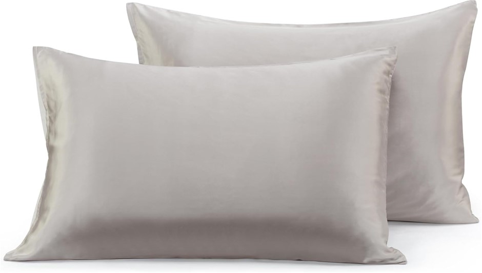 2 x OVELA Set of 2 Ovela Mulberry Silk Pillowcases (Silver).