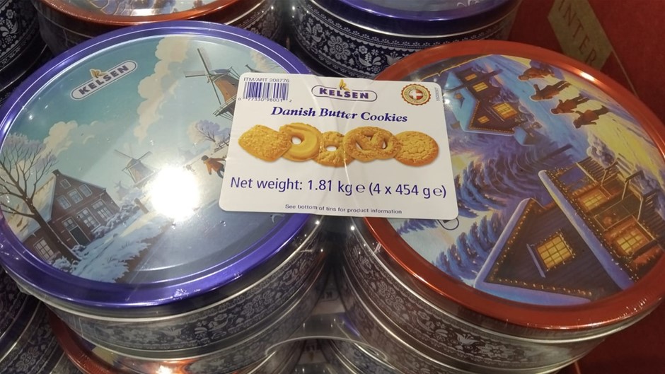 KELSEN Danish Butter Cookies, 1.81kg (4 x 454g). NB: All tins are dented. B