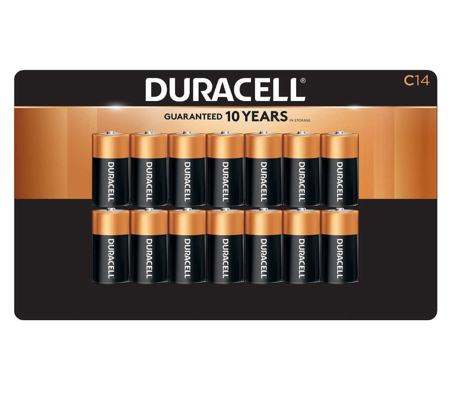 DURACELL 14 PACK C14 Alkaline Batteries. NB: Damaged packaging