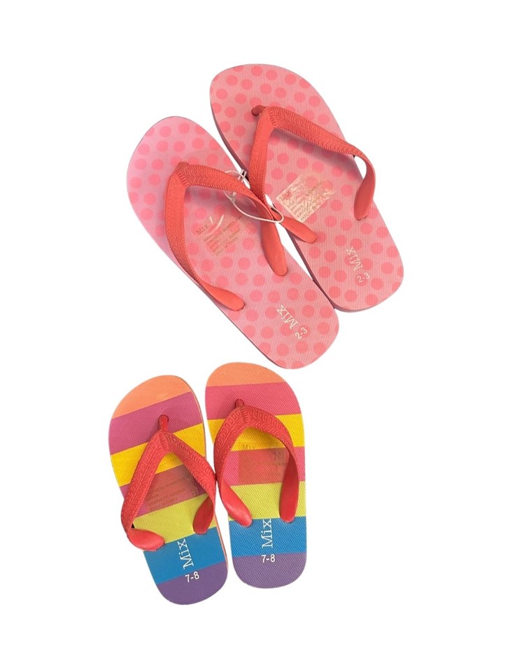 MIX SLIPPERS BUNDLE: Polka Dot - Pink (Size 2-3) + Rainbow for Kids (Size 7