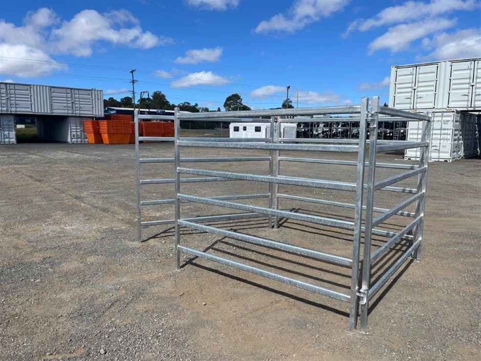 Quantity of 32 Galvanized 6 Rail Panels(Unused)