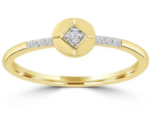 9K Yellow Gold 0.04ct HI SI DIAMOND DISC RING