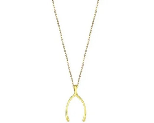9K YELLOW GOLD LUCKY WISHBONE NECKLACE 40-45cm